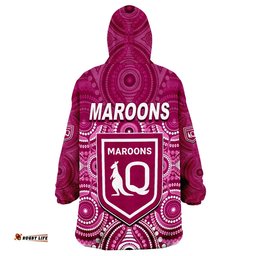 maroons rugby aboriginal queensland origin wearable blanket hoodie
