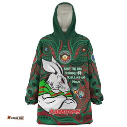 South Sydney Rabbitohs Snug Hoodie Celebrating Naidoc Week 2024 Aboriginal Dot Art Inspired