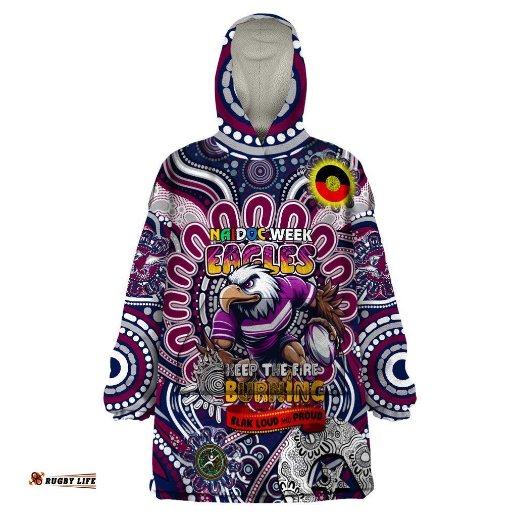 custom naidoc week 2024 eagles wearable blanket hoodie mascot rugby dt02