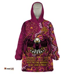 personalised sea eagles naidoc week 2024 wearable blanket hoodie aboriginal fire burning sparks