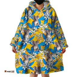 koala wearable blanket hoodie plumeria flowers dt02