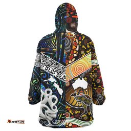 Australia Aboriginal Inspired Snug Hoodie - Aotearoa and Australia Indigenous Culture Oodie Blanket