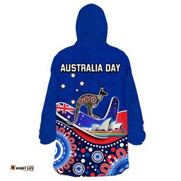 australia day wearable blanket hoodie indigenous kangaroo and boomerang