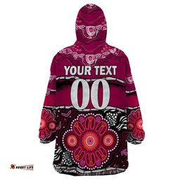 custom text and number maroons rugby wearable blanket hoodie aboriginal queensland state of origin