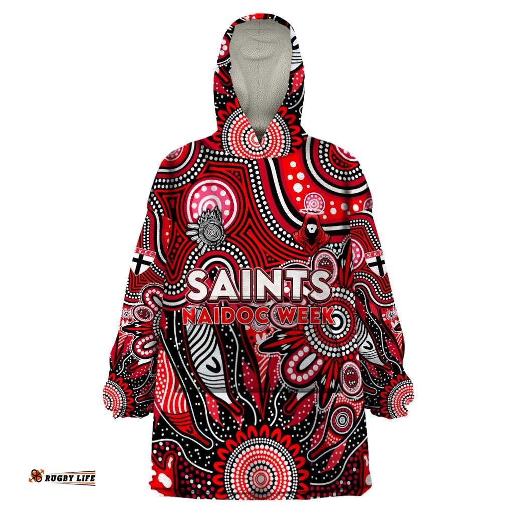 personalised saints naidoc week 2024 wearable blanket hoodie aussie aboriginal art dt02
