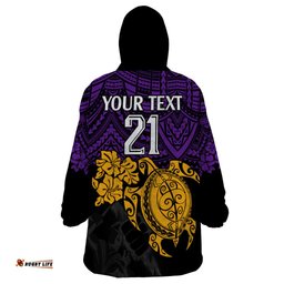 custom storm rugby wearable blanket hoodie melbourne hibiscus and turtle with polynesian pattern
