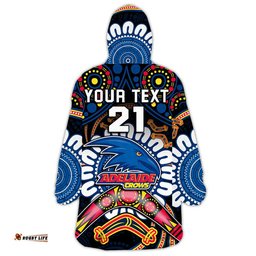 custom personalised adelaide crows football wearable blanket hoodie boomerang indigenous dots