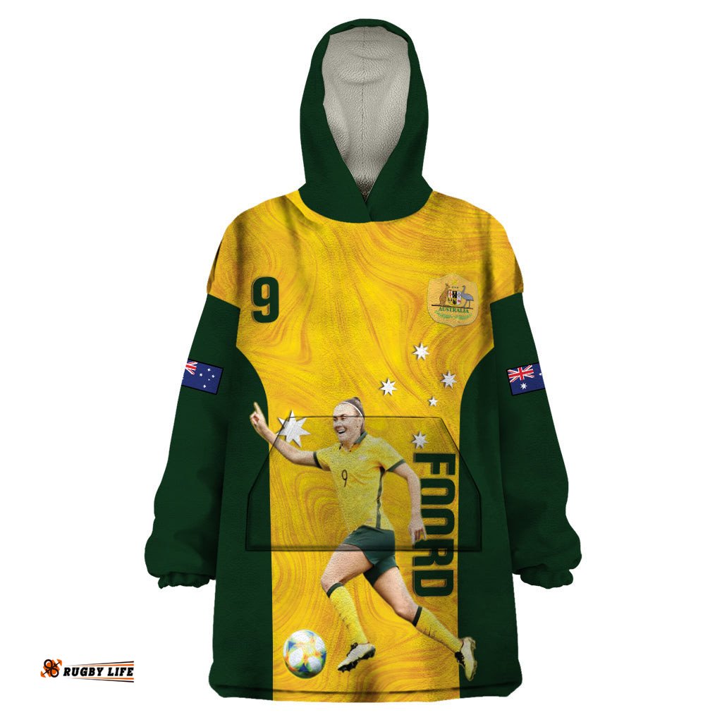 australia soccer wearable blanket hoodie foord matildas gold marble