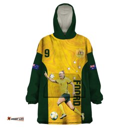 australia soccer wearable blanket hoodie foord matildas gold marble