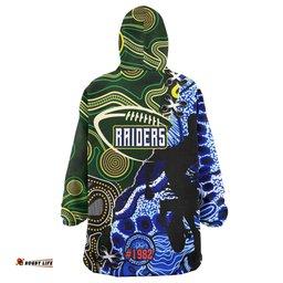 Canberra Raiders Snug Hoodie - Custom Canberra Raiders Team with Aboriginal Inspired Dot Painting and Indigenous Pattern Oodie Blanket
