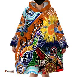 custom naidoc week 2024 gws giants wearable blanket hoodie australia aboriginal dot painting dt02