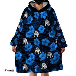 bulldogs rugby wearable blanket hoodie polynesian style with hibiscus
