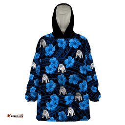 bulldogs rugby wearable blanket hoodie polynesian style with hibiscus