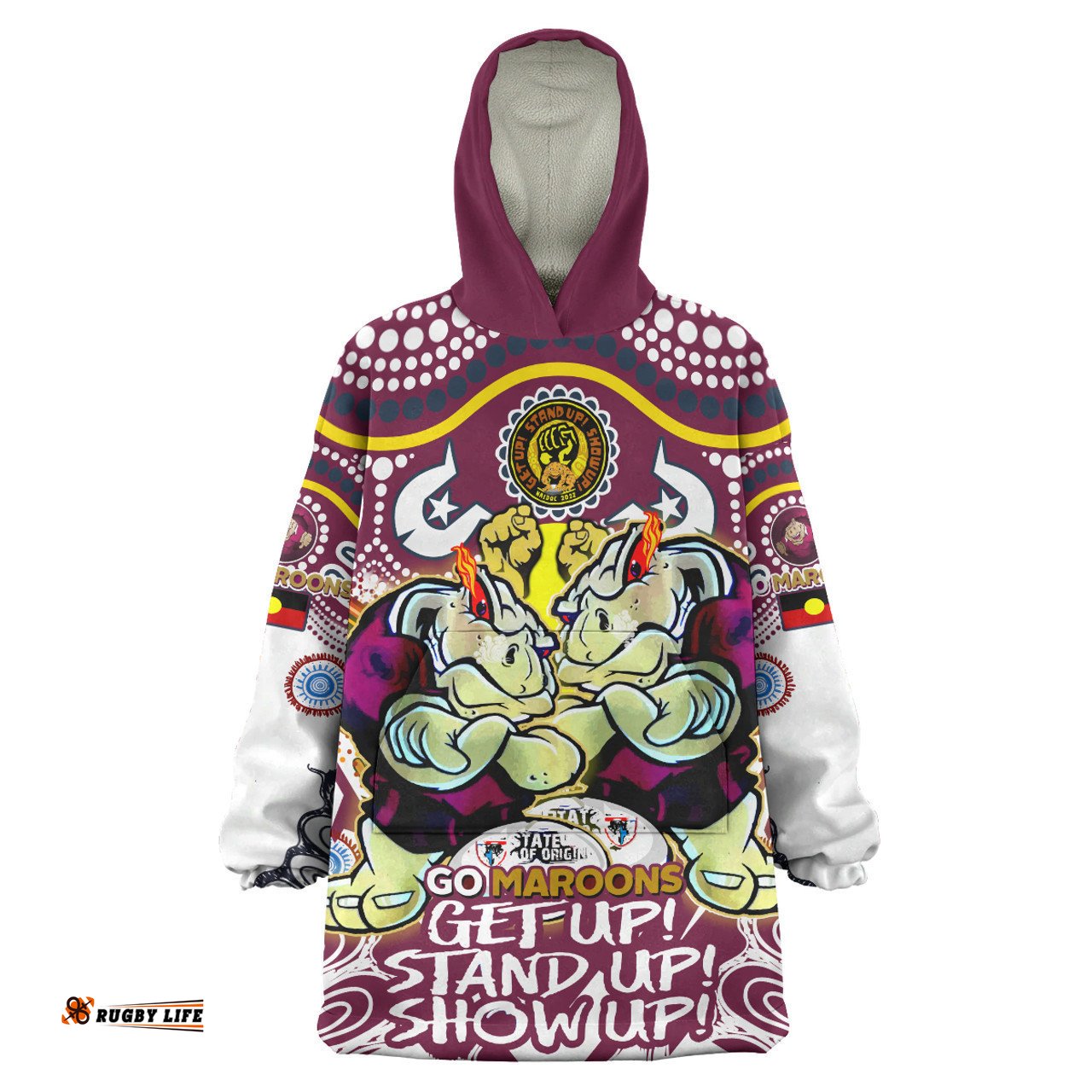 Cane Toads Naidoc Week Snug Hoodie - Custom QLD Cane Toads Cane Toads Get Up, Stand Up, Show Up Oodie Blanket