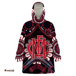 custom personalised demons football wearable blanket hoodie boomerang indigenous dots