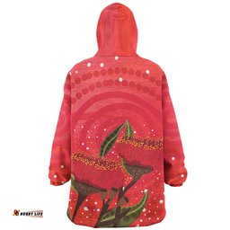 Australia Aboriginal Snug Hoodie - Red Aboriginal Art With Eucalyptus Flowers Snug Hoodie