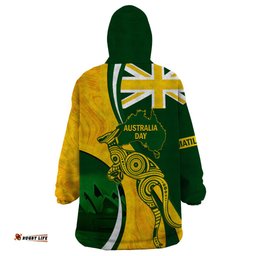 matildas soccer wearable blanket hoodie 2024 happy australia day kangaroo aussie proud national color