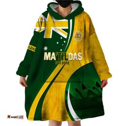 matildas soccer wearable blanket hoodie 2024 happy australia day kangaroo aussie proud national color