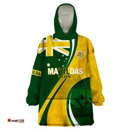 matildas soccer wearable blanket hoodie 2024 happy australia day kangaroo aussie proud national color