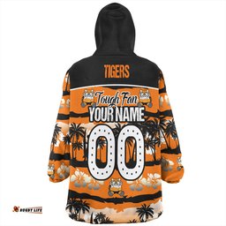 Wests Tigers Snug Hoodie - Eat Sleep Repeat With Tropical Patterns