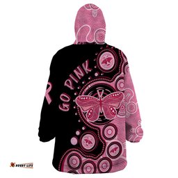 australia indigenous wearable blanket hoodie breast cancer ribbon butterfly aboriginal arts