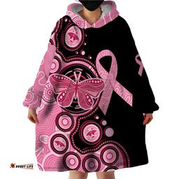 australia indigenous wearable blanket hoodie breast cancer ribbon butterfly aboriginal arts