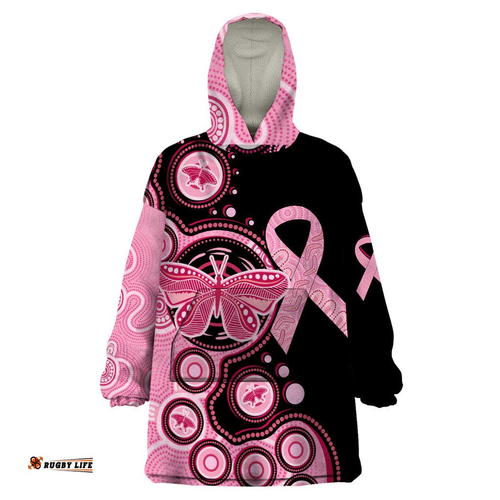australia indigenous wearable blanket hoodie breast cancer ribbon butterfly aboriginal arts