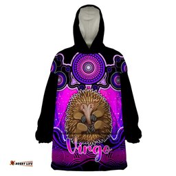 personalised australia virgo echidna zodiac wearable blanket hoodie auz astrology aboriginal magenta