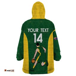 custom australia basketball wearable blanket hoodie go champions aussie boomers national color