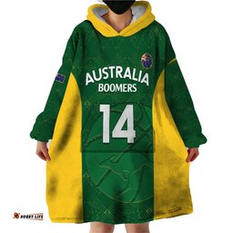 custom australia basketball wearable blanket hoodie go champions aussie boomers national color
