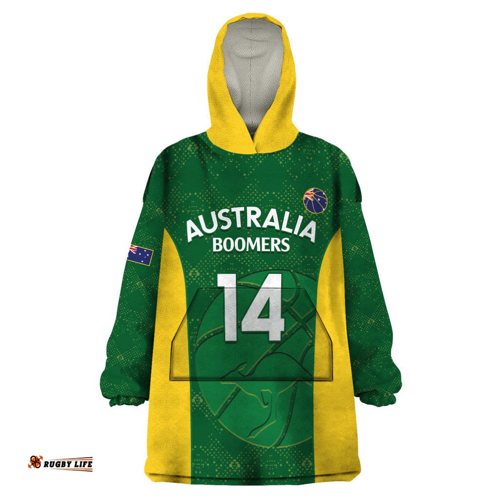 custom australia basketball wearable blanket hoodie go champions aussie boomers national color