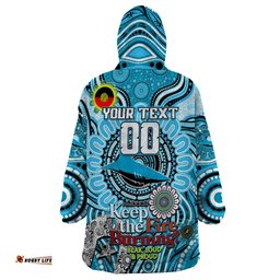 custom naidoc week 2024 sharks wearable blanket hoodie mascot rugby dt02