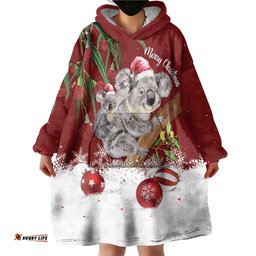 personalised aussie christmas wearable blanket hoodie mom baby koala