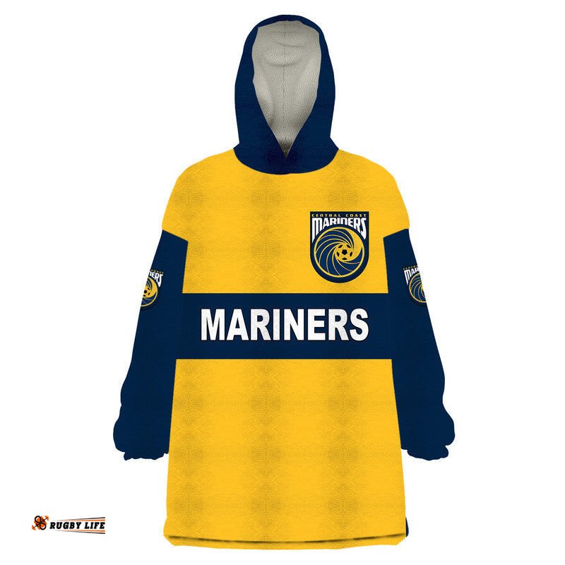 custom personalised central coast mariners wearable blanket hoodie soccer club original style gold