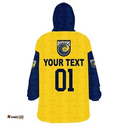custom personalised central coast mariners wearable blanket hoodie soccer club original style gold