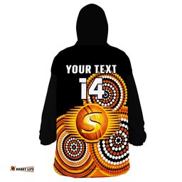 custom text and number perth scorchers cricket wearable blanket hoodie champions bbl12 proud indigenous art