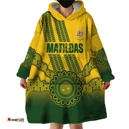 custom australia matildas wearable blanket hoodie aussie aboriginal gold version