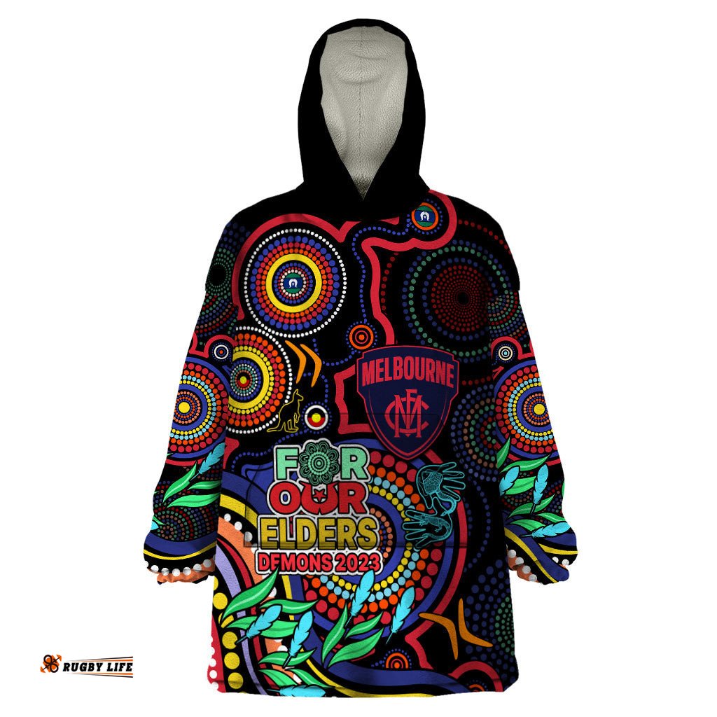 custom demons football aboriginal art wearable blanket hoodie naidoc indigenous tribal