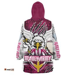 Manly Warringah Sea Eagles Indigenous Custom Snug Hoodie - Super Manly Army Scratch Style Oodie Blanket