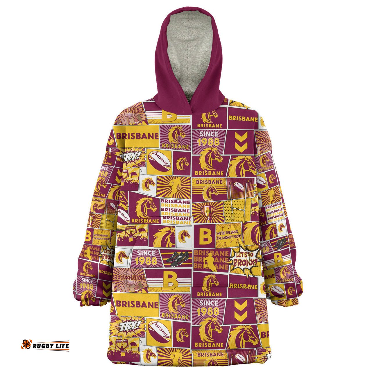 Brisbane Broncos Snug Hoodie - Team Of Us Die Hard Fan Supporters Comic Style