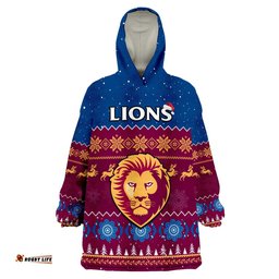 custom personalised brisbane football wearable blanket hoodie lions indigenous merry christmas