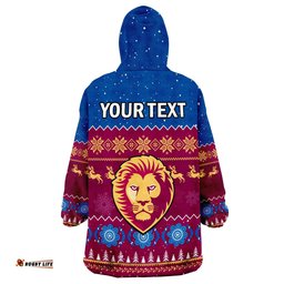 custom personalised brisbane football wearable blanket hoodie lions indigenous merry christmas