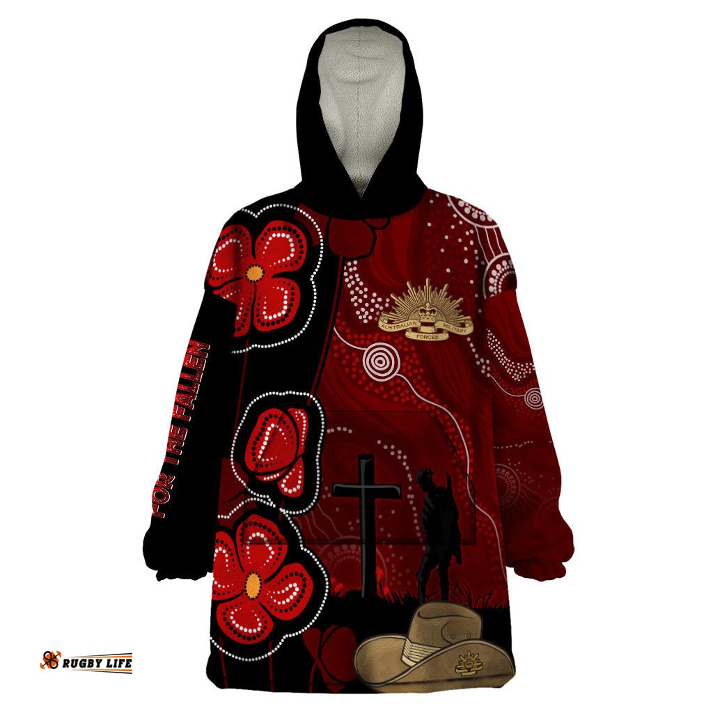 anzac aboriginal australia wearable blanket hoodie for the fallen