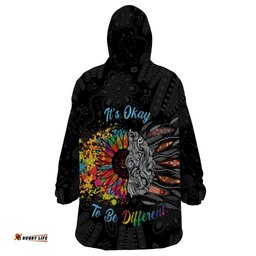 australia aboriginal wearable blanket hoodie autism its okay to be different