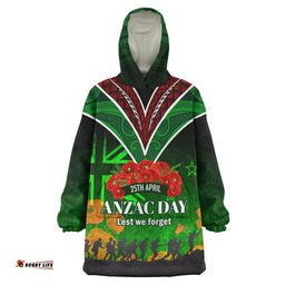 New Zealand Warriors Anzac Day Custom Snug Hoodie - Anzac Day NZ Flag Traditional Maori Patterns Snug Hoodie