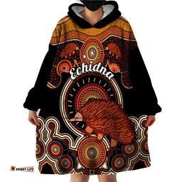 personalised australian astrology wearable blanket hoodie aboriginal echidna zodiac sign