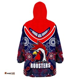 sydney roosters boomerang aboriginal wearable blanket hoodie