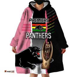 personalised panther rugby nrl premiers wearable blanket hoodie panther pride black pink sporty vibe