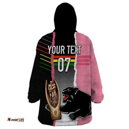 personalised panther rugby nrl premiers wearable blanket hoodie panther pride black pink sporty vibe