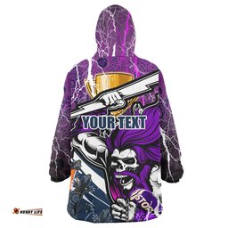 Melbourne Storm Premierships Snug Hoodie - Custom "Road To Final" Melbourne Storm Thunder Ghost Culture Oodie Blanket